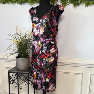 NWT Ivy & Blu Floral Cap Sleeve Fitted Wiggle Dress 6